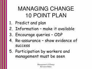 MANAGING CHANGE 10 POINT PLAN