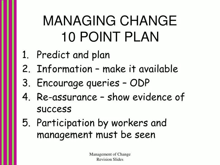 managing change 10 point plan