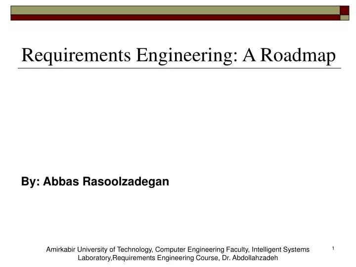 requirements engineering a roadmap