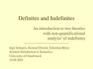 Definites and Indefinites