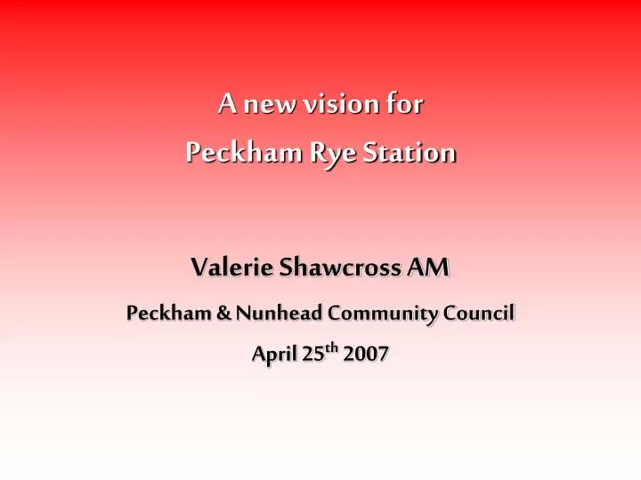 a new vision for peckham rye station