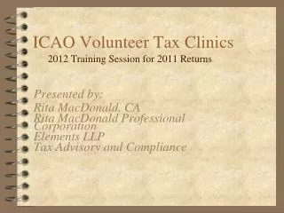 ICAO Volunteer Tax Clinics