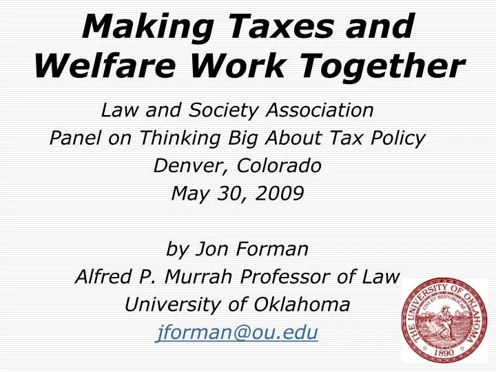 making taxes and welfare work together