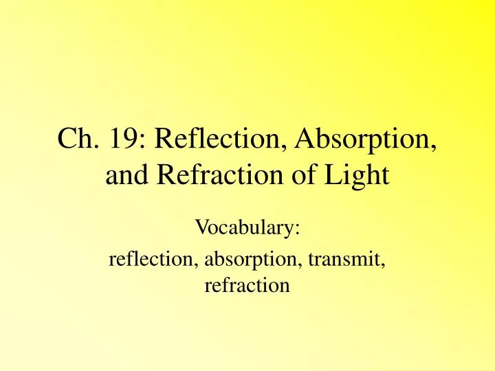 ch 19 reflection absorption and refraction of light