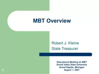 MBT Overview