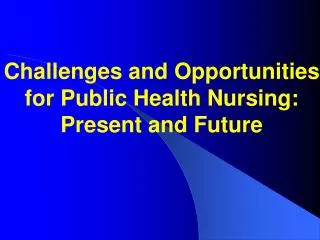 Challenges and Opportunities for Public Health Nursing: Present and Future