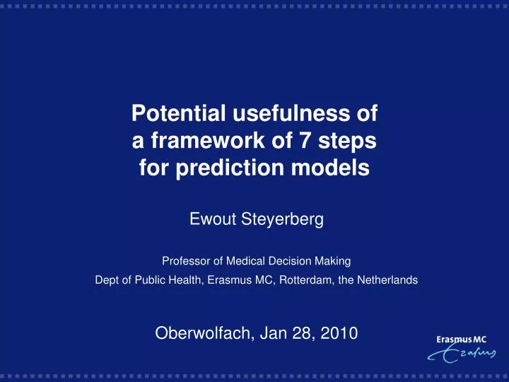 potential usefulness of a framework of 7 steps for prediction models