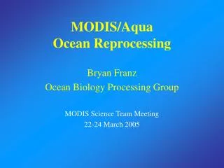 MODIS/Aqua Ocean Reprocessing