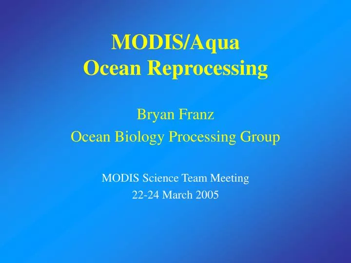 modis aqua ocean reprocessing