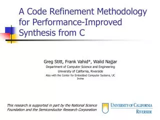 A Code Refinement Methodology for Performance-Improved Synthesis from C