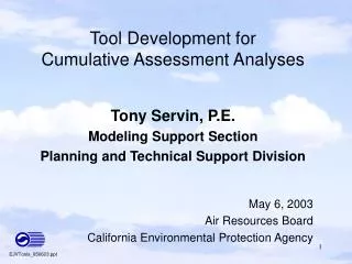 Tool Development for Cumulative Assessment Analyses