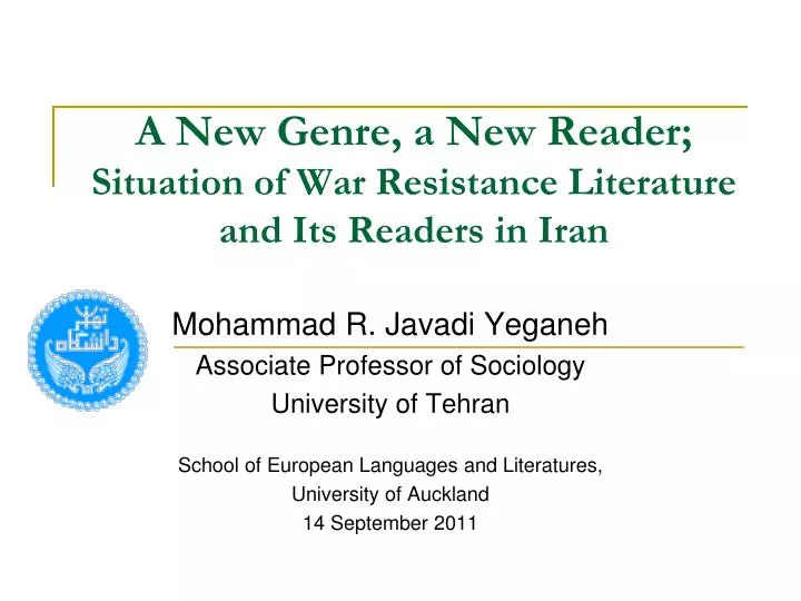 a new genre a new reader situation of war resistance literature and its readers in iran
