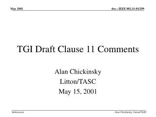 TGI Draft Clause 11 Comments