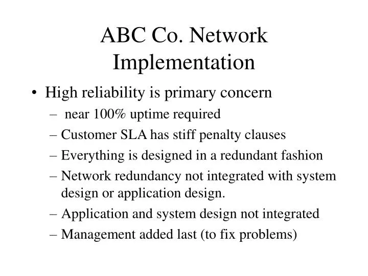 abc co network implementation
