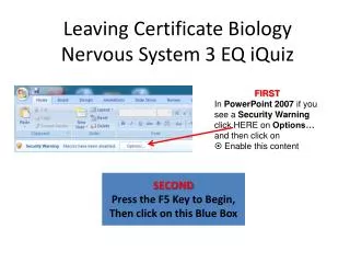 Leaving Certificate Biology Nervous System 3 EQ iQuiz