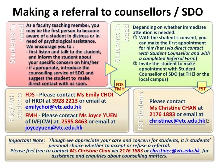 making a referral to counsellors sdo