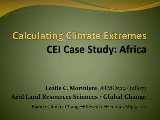 Calculating Climate Extremes CEI Case Study: Africa