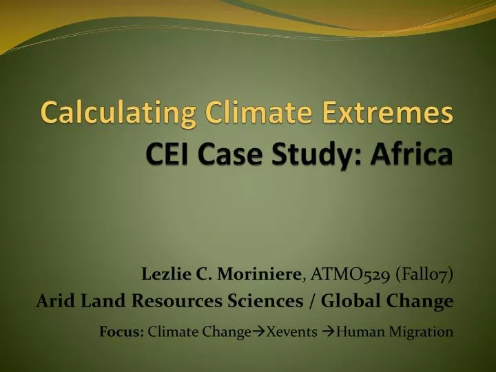 calculating climate extremes cei case study africa
