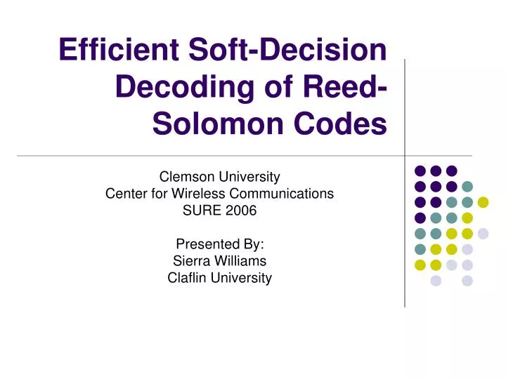 efficient soft decision decoding of reed solomon codes