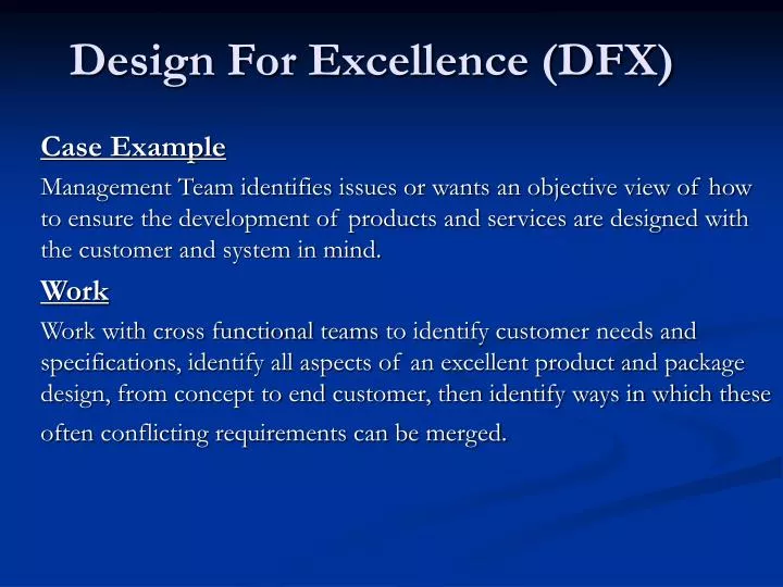 design for excellence dfx