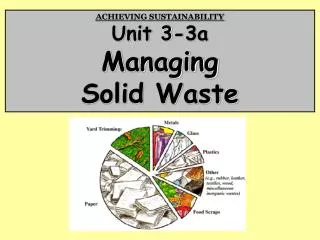 ACHIEVING SUSTAINABILITY Unit 3-3a Managing Solid Waste