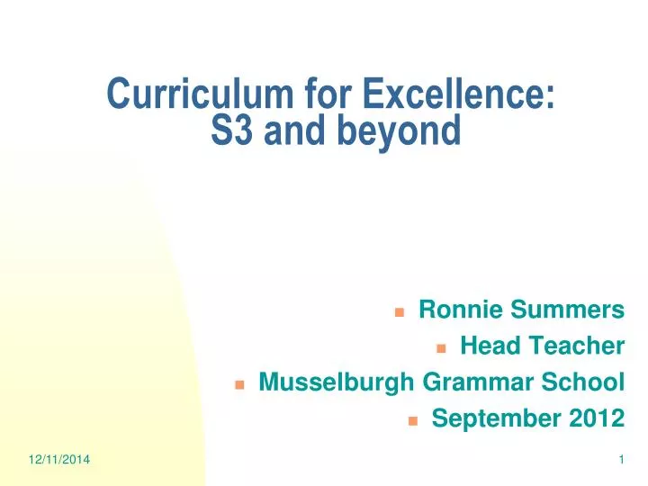 curriculum for excellence s3 and beyond