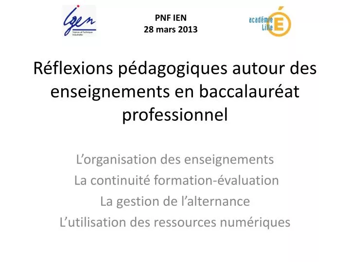 r flexions p dagogiques autour des enseignements en baccalaur at professionnel