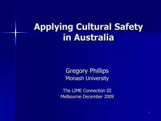 Applying Cultural Safety in Australia