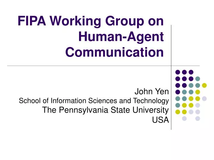 fipa working group on human agent communication