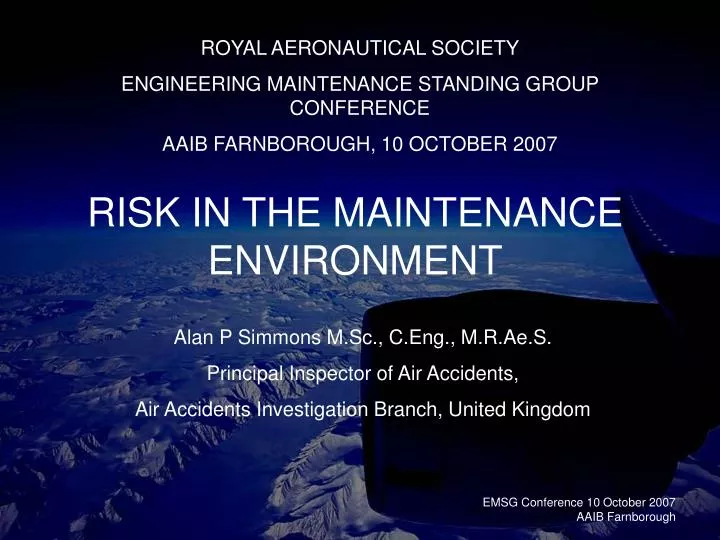risk in the maintenance environment