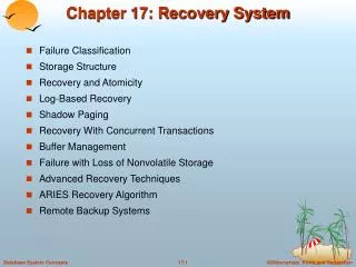 chapter 17 recovery system