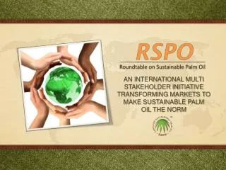 AN INTERNATIONAL MULTI STAKEHOLDER INITIATIVE TRANSFORMING MARKETS TO MAKE SUSTAINABLE PALM