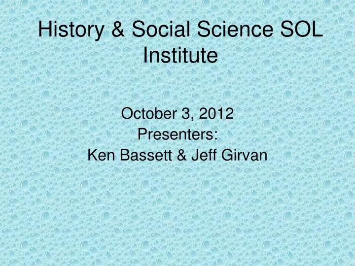 history social science sol institute