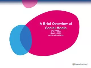 A Brief Overview of Social Media UW PRSSA May 21, 2009 Jessica Randazza