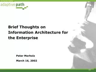 Brief Thoughts on Information Architecture for the Enterprise