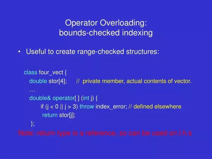 operator overloading bounds checked indexing