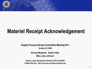 Materiel Receipt Acknowledgement