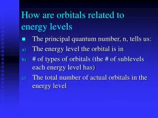 How are orbitals related to energy levels