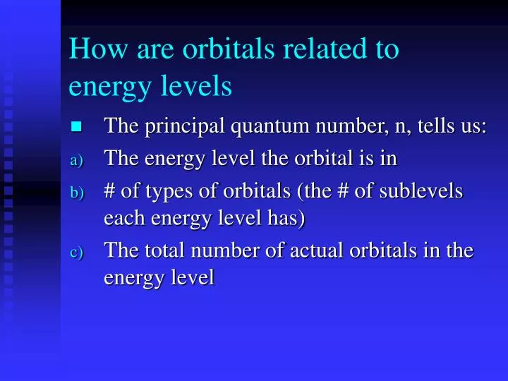 how are orbitals related to energy levels