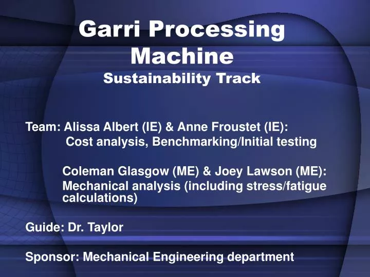 garri processing machine sustainability track
