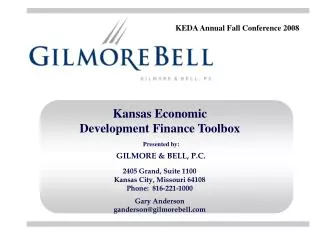 Kansas Economic Development Finance Toolbox