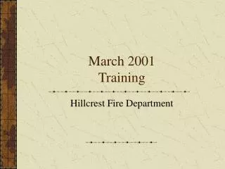 March 2001 Training