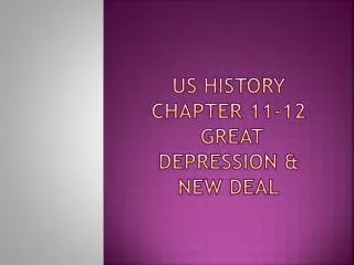 US History Chapter 11-12 Great Depression &amp; New Deal