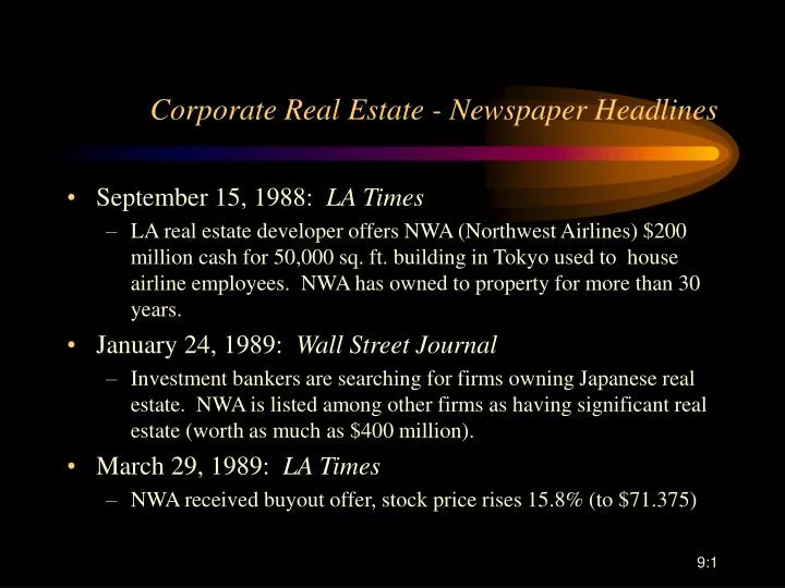corporate real estate newspaper headlines