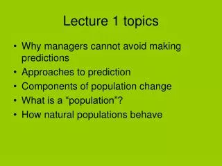 Lecture 1 topics