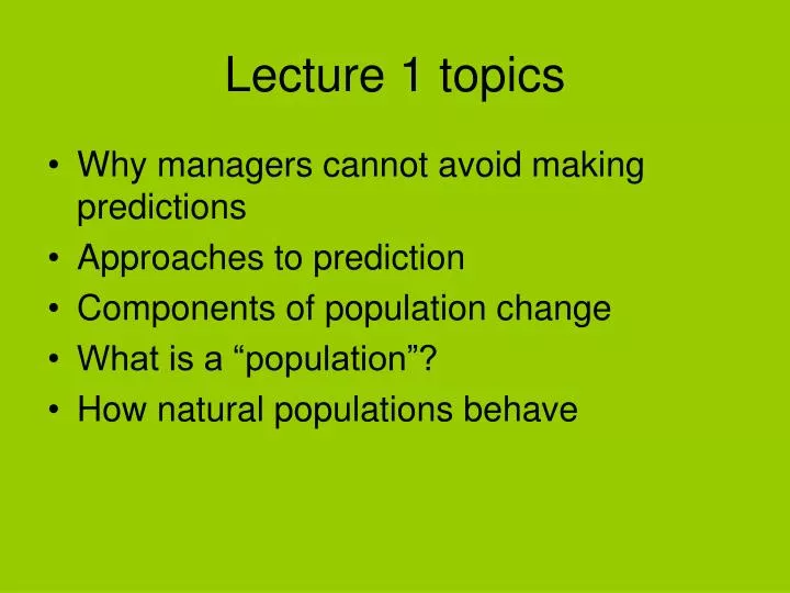 lecture 1 topics