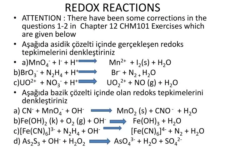 redox reactions