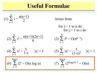 Useful Formulae