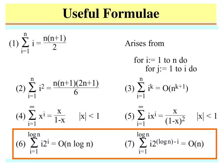 useful formulae