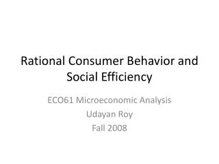 Rational Consumer Behavior and Social Efficiency